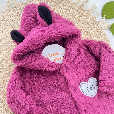 Macacão de Pelinho Sherpa Cat com Capuz - Violeta